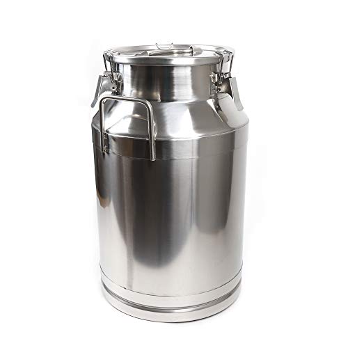 GDNTMU 10.56 Gallon Stainless Steel Milk Can - Heavy Duty Food Grade Milk Jug, Wine Pail & Liquid Storage Container with Leak-Proof Silicone Sealed Lid (40L) - Perfect for Dairy Farms, Breweries, Restaurants & Commercial Kitchen Use