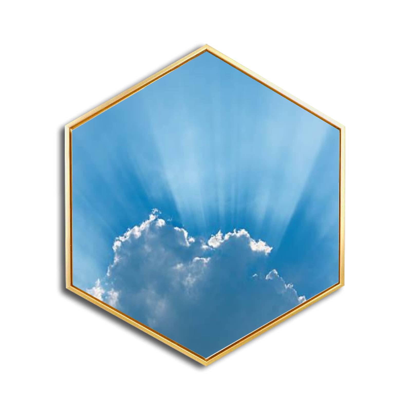 Silver Lining Golden Framed Canvas Wall Art - Modern Hexagon Giclee Prints for Home & Office Decor | Minimalist Ready-to-Hang Wall Art for Living Room, Bedroom & Workspace