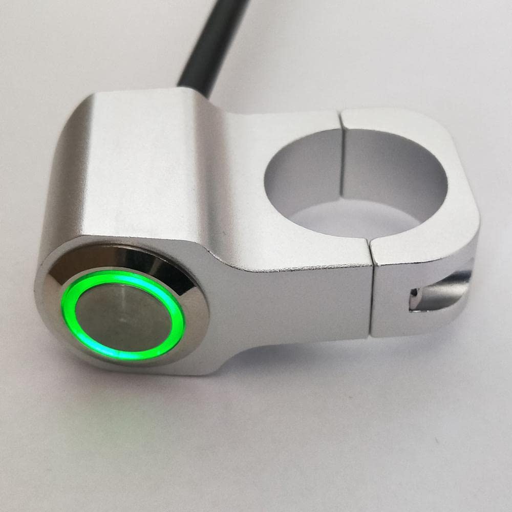 12V Motorcycle ATV Handlebar Headlight Switch - Waterproof 25mm Stainless Steel On/Off Switch for Fog & Spot Lights (Green) - Perfect for Off-Road Bikes, ATVs & UTVs in All Weather Conditions