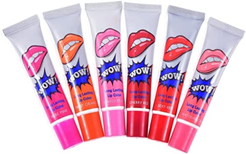 6 Colors Long Lasting Waterproof Lip Gloss & Peel Off Tattoo Lipstick for Women & Girls - Pack of 6 | Party, Cosplay, Halloween Makeup
