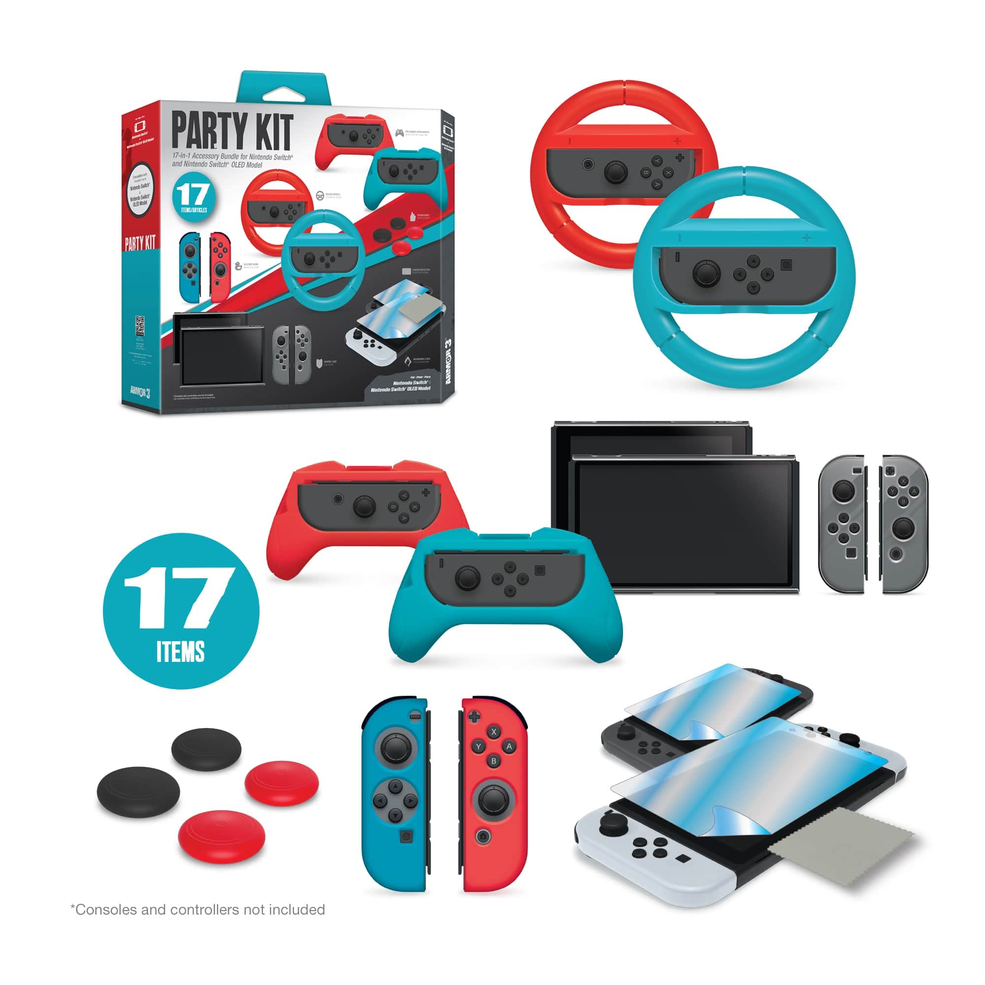 Armor3 Party Kit for Nintendo Switch & OLED Model - Multiplayer Gaming Accessories for Family & Friends Game Nights
