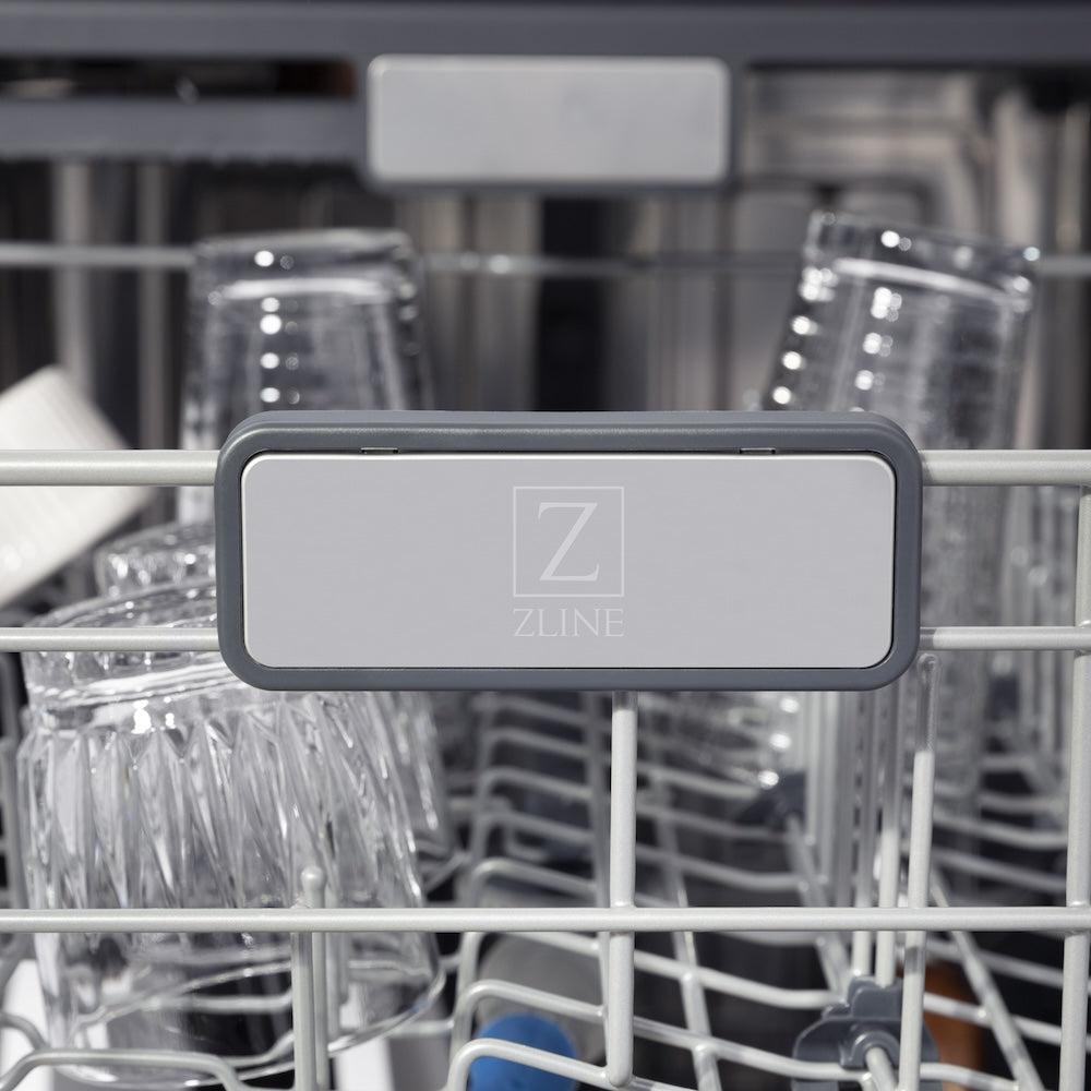 ZLINE 24 Inch Monument Series 3rd Rack Top Touch Control Dishwasher with Stainless Steel Panel - Ultra Quiet 45dBa (DWMT 304 24) - Perfect for Modern Kitchens and Open-Concept Homes