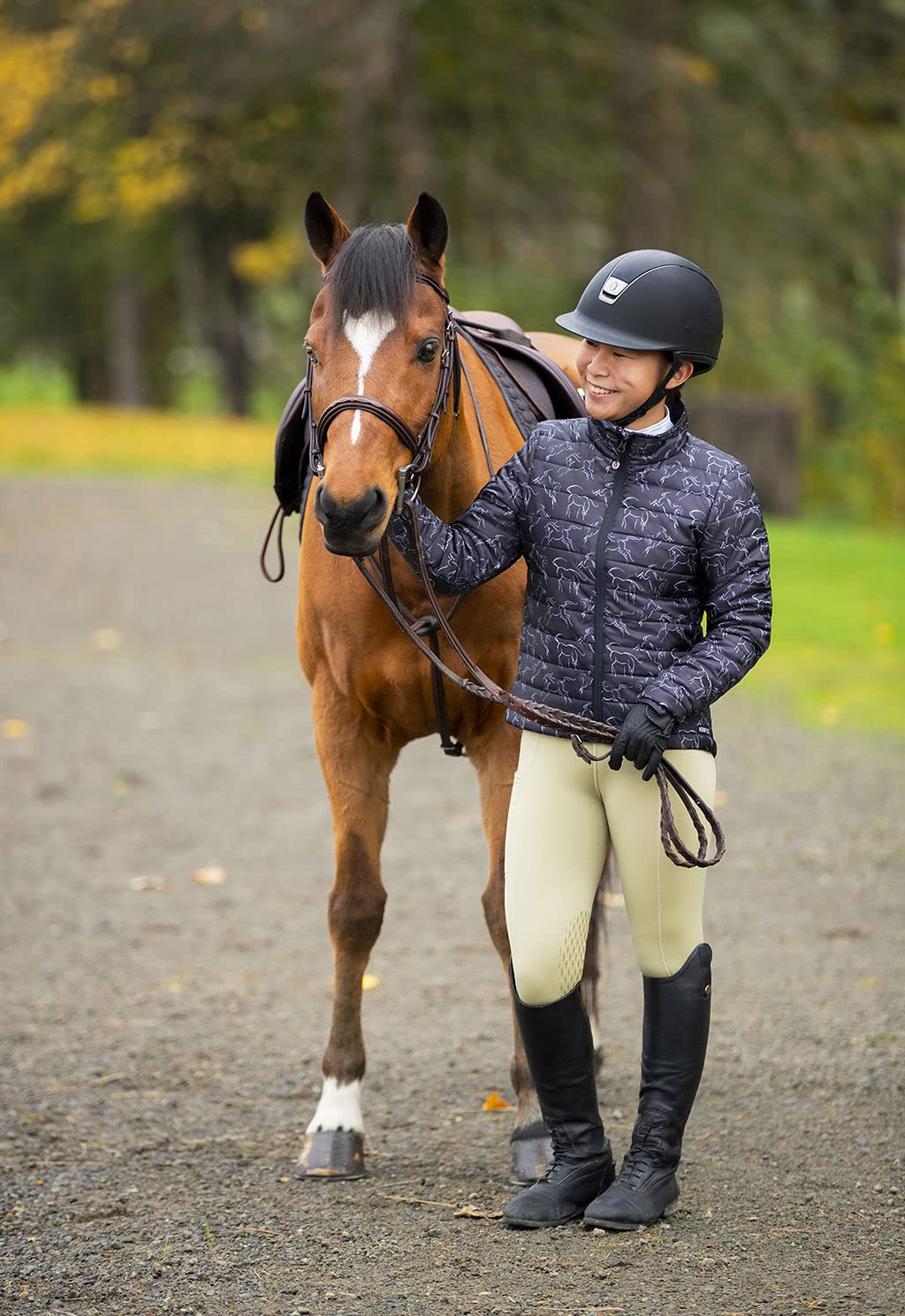 Kerrits Kids Power Stretch Fleece Knee Patch Winter Horse Riding Tights - Warm Polartec Equestrian Leggings with Pocket for Girls & Boys | Perfect for Cold Weather Riding Lessons, Horse Shows & Stable Activities