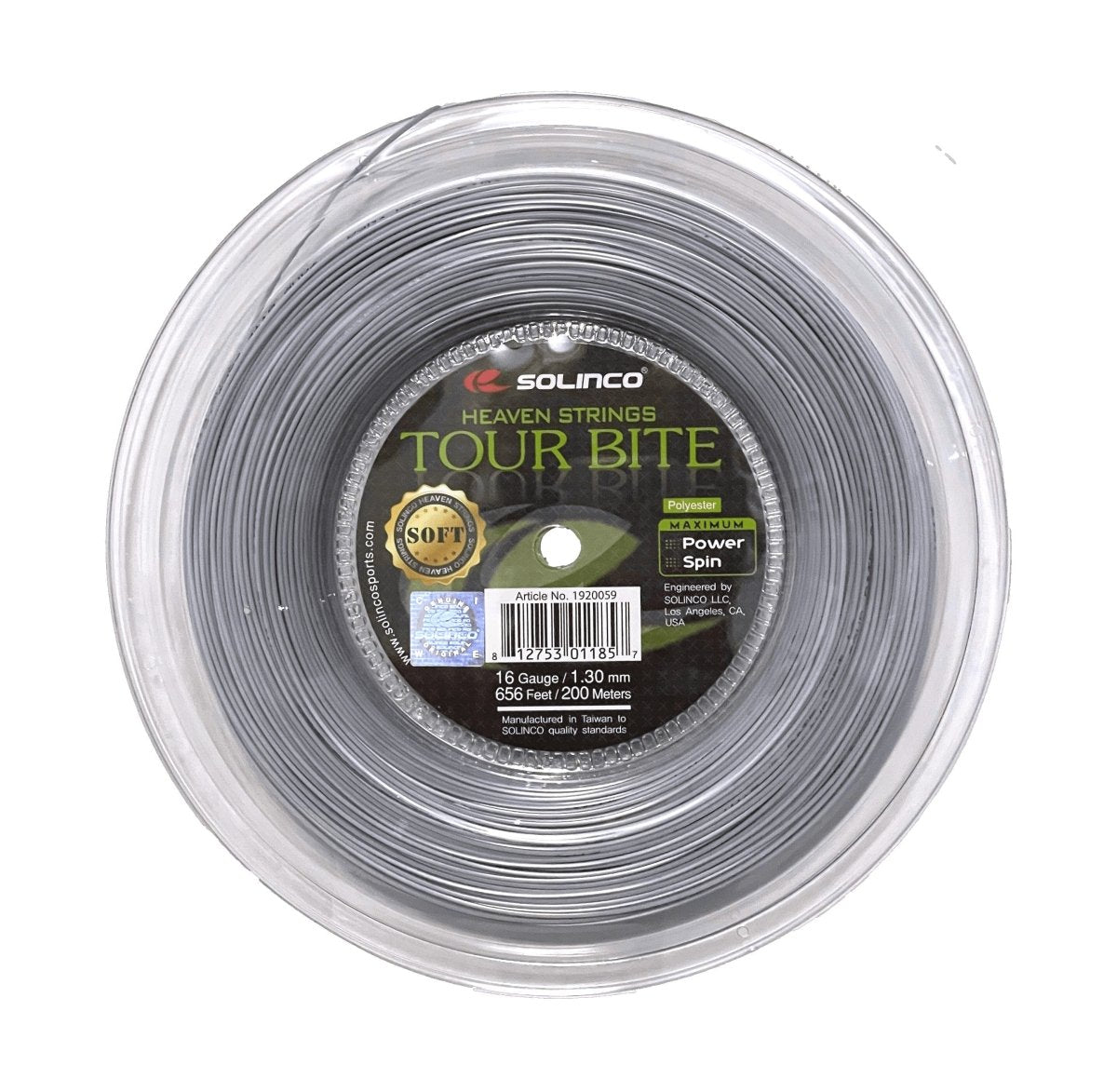 Solinco Tour Bite SOFT 16 Tennis String Reel 656ft - High Performance Polyester String for Spin & Control - Perfect for Competitive Players & Tournament Play