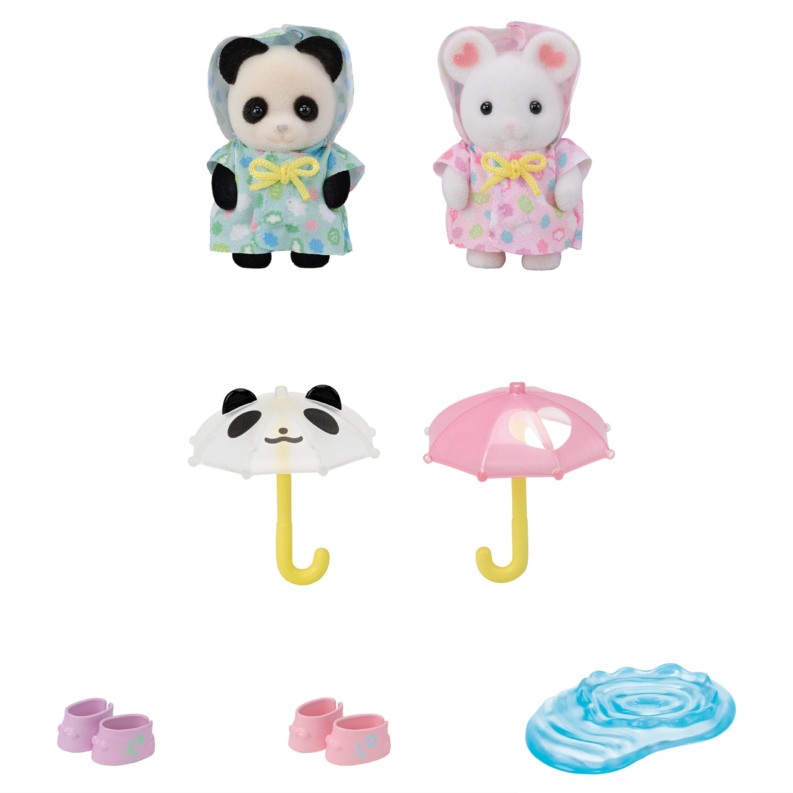Calico Critters Nursery Friends - Rainy Day Duo | Adorable Animal Figurine Playset for Kids | Perfect for Pretend Play, Storytelling & Collecting