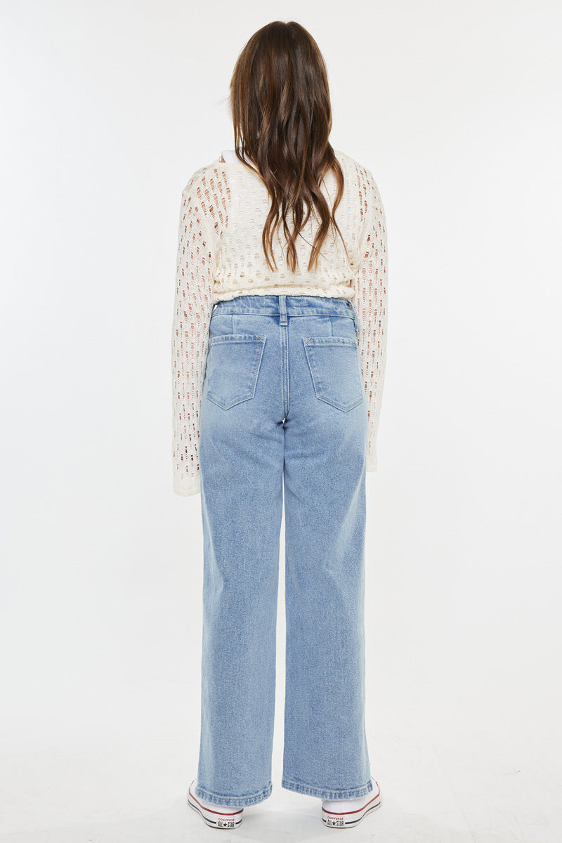 Aurora High Rise Wide Leg Jeans for Kids - Trendy & Comfortable Denim Pants for Girls & Boys - Perfect for School, Play & Everyday Wear
