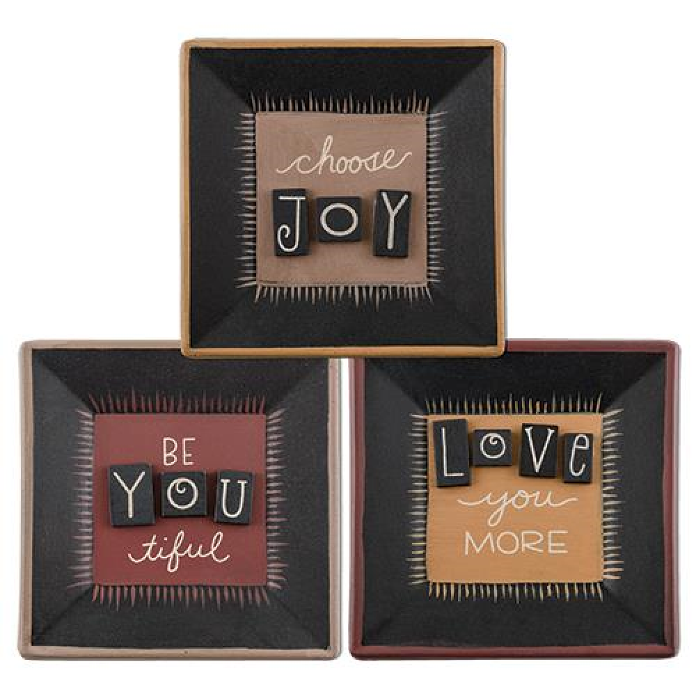 Choose Joy Square Plate Set of 3 - Colorful Melamine Dinner Plates for Parties, Picnics & Home Decor