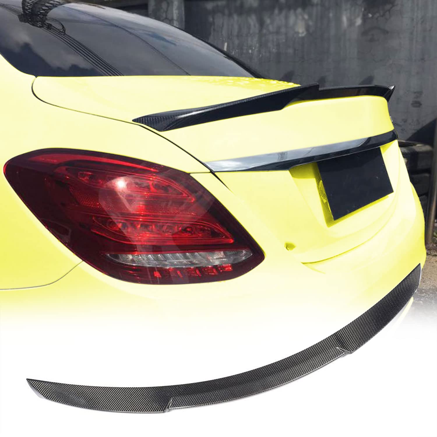 Carbon Fiber Trunk Spoiler for Mercedes Benz C Class W205 (2015-2021) - C180/C200/C250/C300/C400/C43/C63 AMG Sedan - High Kick Rear Boot Lip Wing - Factory Direct - Enhance Style & Aerodynamics for Street & Track Performance