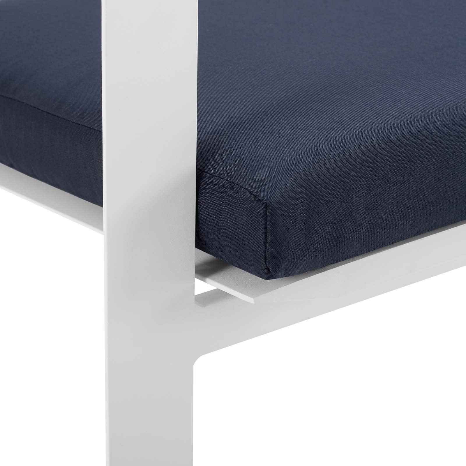 Modway EEI-3961-WHI-NAV Baxley Lounge & Deep Seating Dining Chairs Set of 2, White & Navy Blue Upholstered - Perfect for Living Room, Dining Room, or Outdoor Patio Furniture
