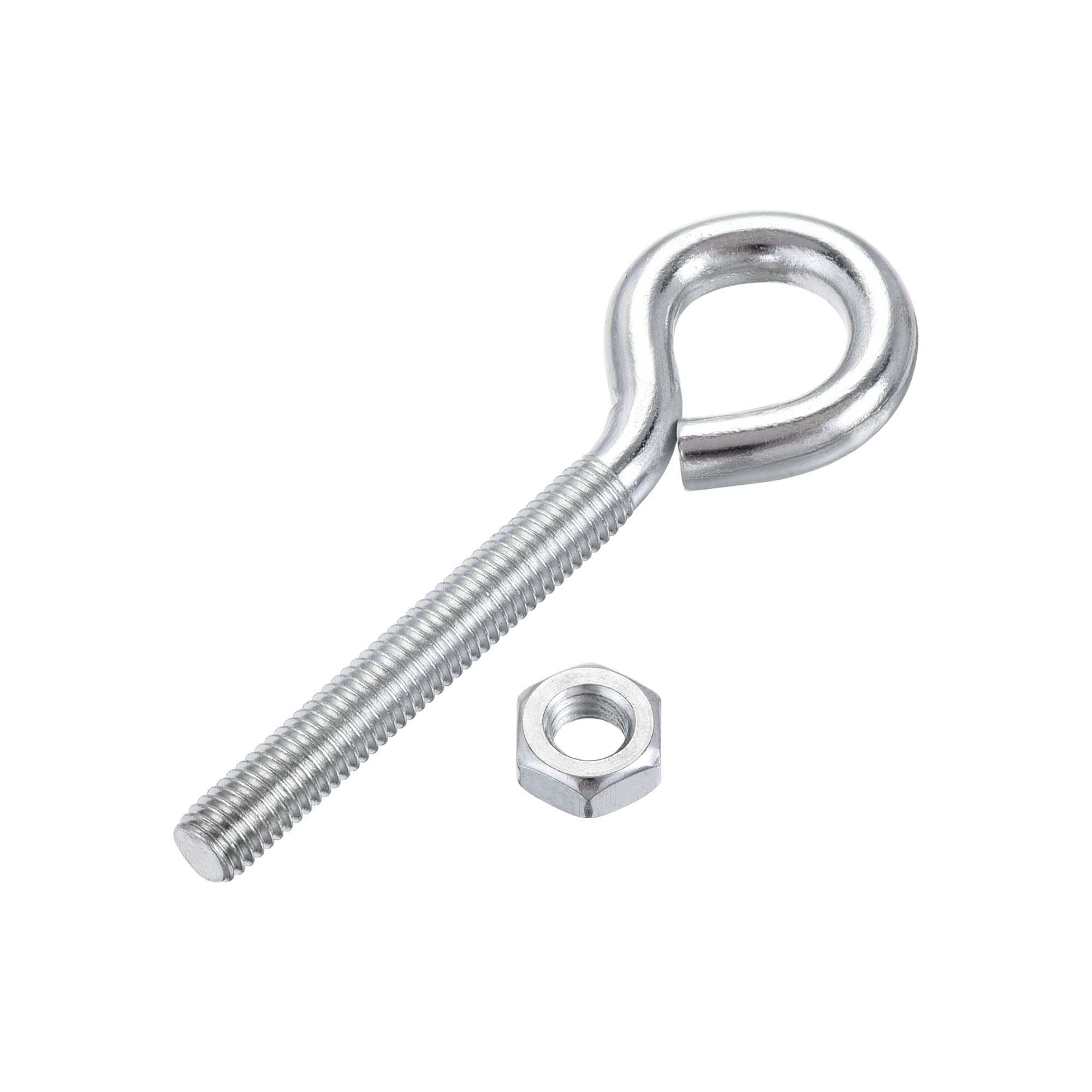 uxcell M8x60mm Eye Hooks Screws Bolts Kit - 10pcs Carbon Steel Hanger Eyelet Hooks with Hex Nuts for Metal & Wood - Heavy Duty Hanging Hooks for Garage, Workshop, DIY Projects & Home Organization