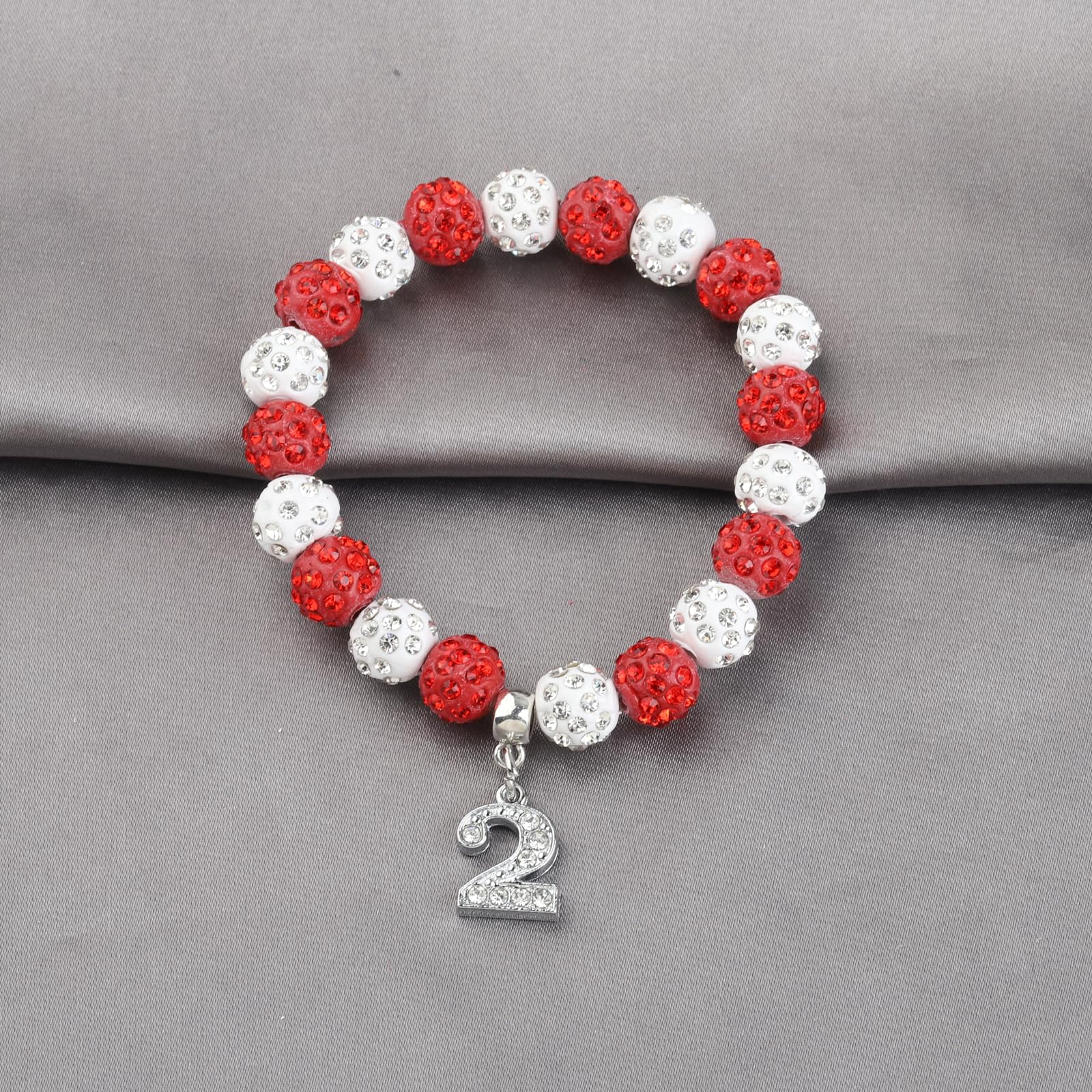 POTIY Red Sorority Gift Beaded Bracelet with Rhinestone Numbers - Graduation Gift for Women, Sisters, College Students - Perfect for Greek Life Events, Graduation Parties & Sisterhood Celebrations