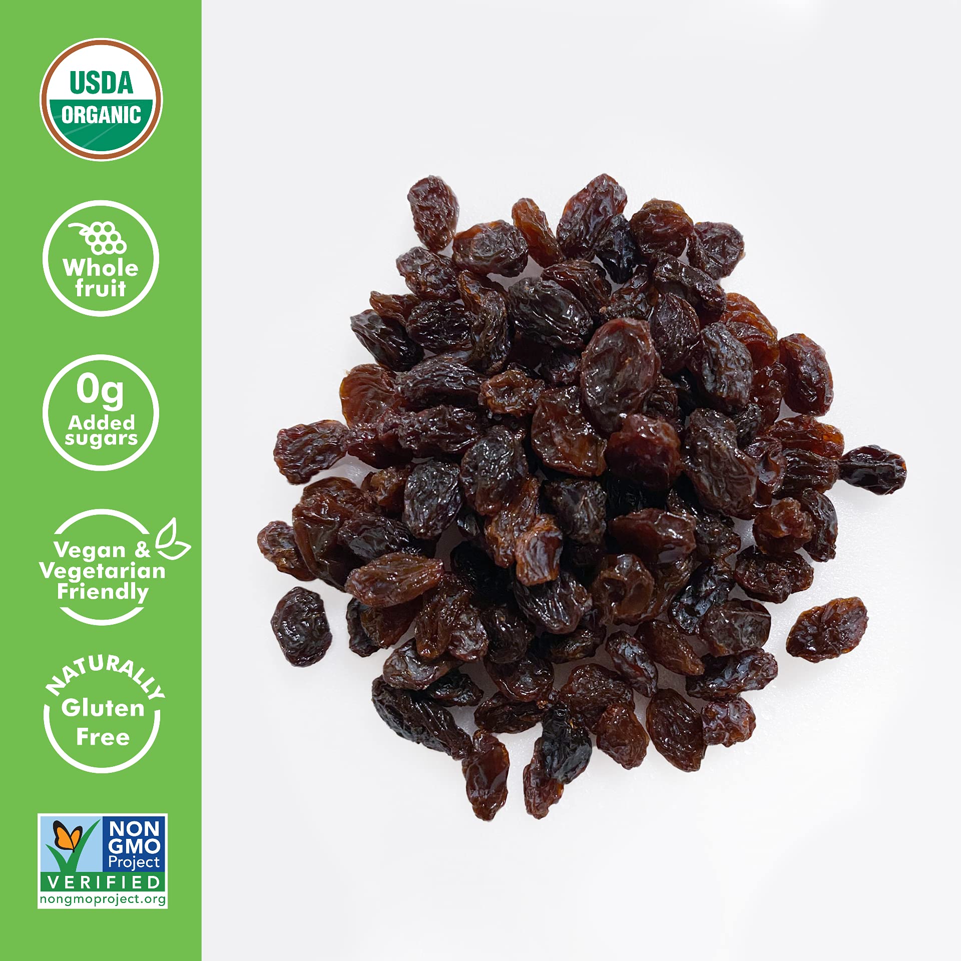 Organic Sun-Dried California Raisins - 32oz (2 Pack) Resealable Bag | No Sugar Added, Non-GMO, Vegan Snack | Perfect for Baking, Trail Mix, Yogurt Toppings & Healthy Lunchbox Treats