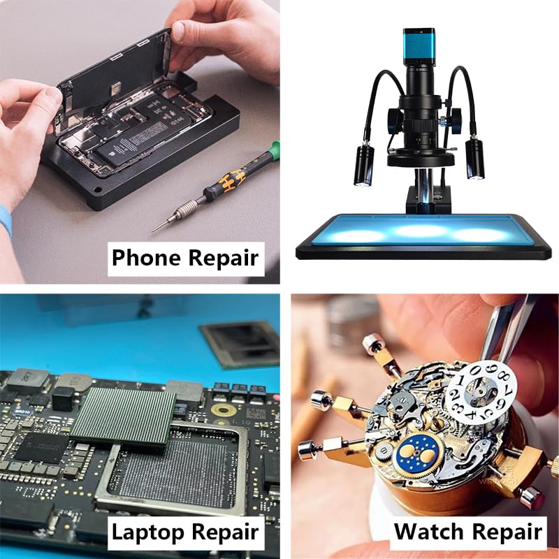 6W Microscope Dual LED Gooseneck Light with 6500K Adjustable Spot & 64-LED Ring Light - Perfect for Stereo Digital Camera, Solder, Phone Repair & Jewelry Inspection (Ideal for Precision Work & Hobbyists)