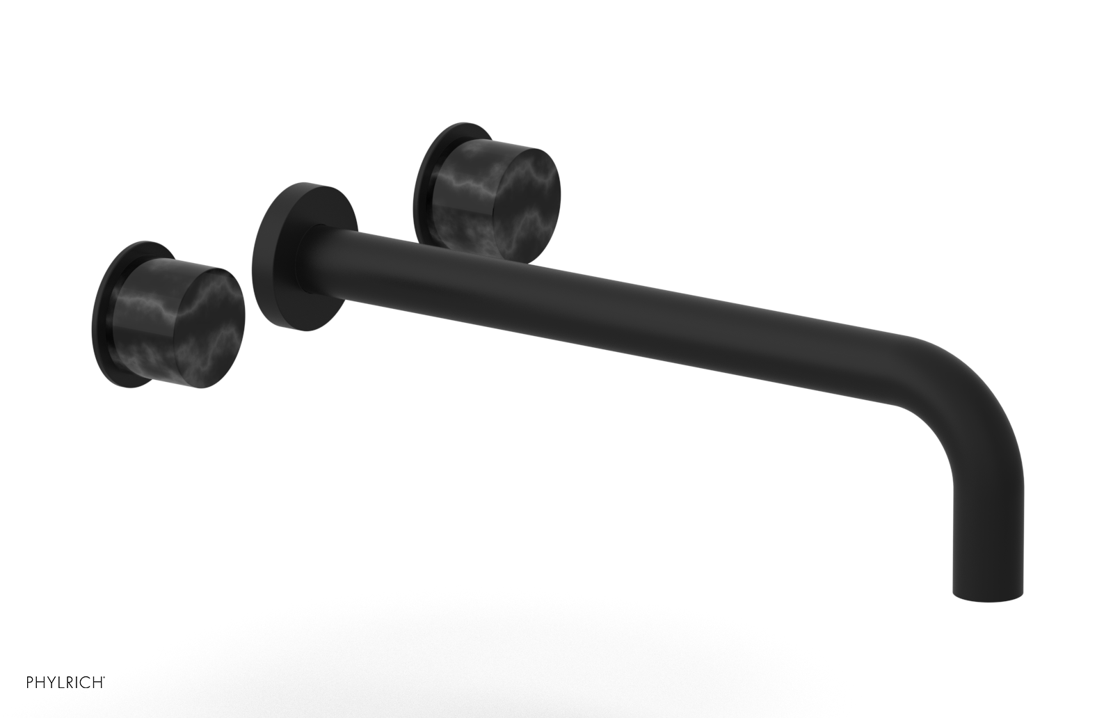 Premium II 12 Wall Mount Lavatory Set with Black Marble Handles - 230 13 12 - Modern Bathroom Sink Faucet for Home & Hotel Decor
