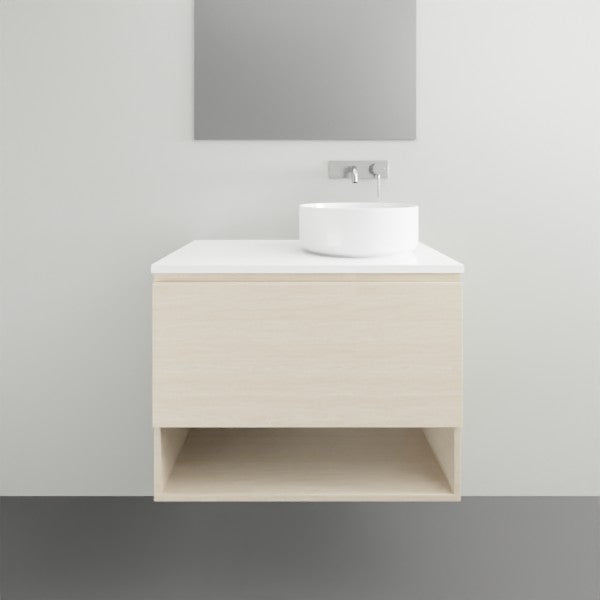 ADP Glacier Lite Shelf Slim Vanity with Solid Surface Top - Modern Bathroom Storage Solution for Small Spaces, Perfect for Makeup Organization and Bathroom Essentials