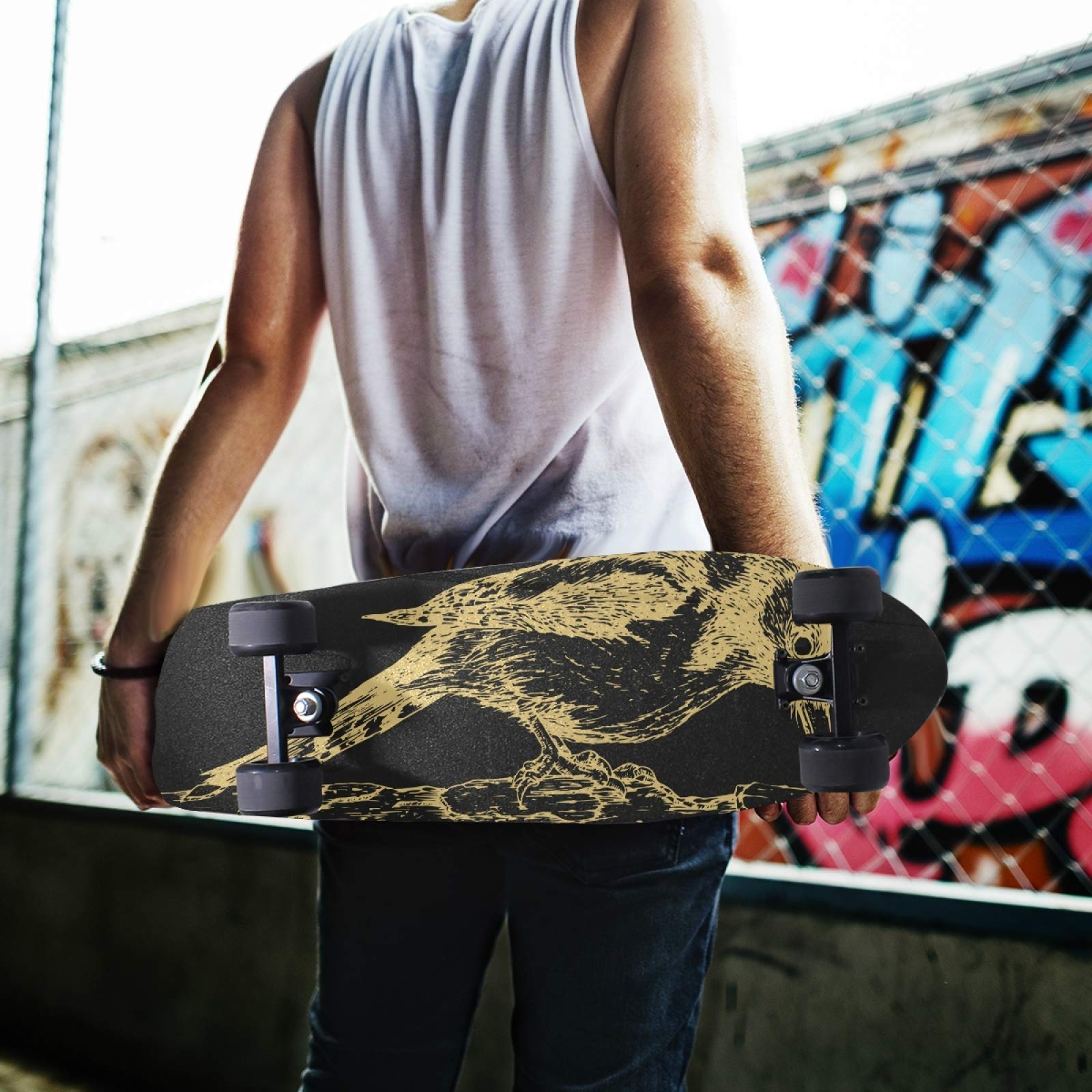 Premium Woodpecker Skateboard Grip Tape - 33.1x9.1 Inch Non-Slip Longboard Griptape | Waterproof Sandpaper Deck Sticker for Enhanced Board Control | Perfect for Street Skating, Cruising & Downhill Riding