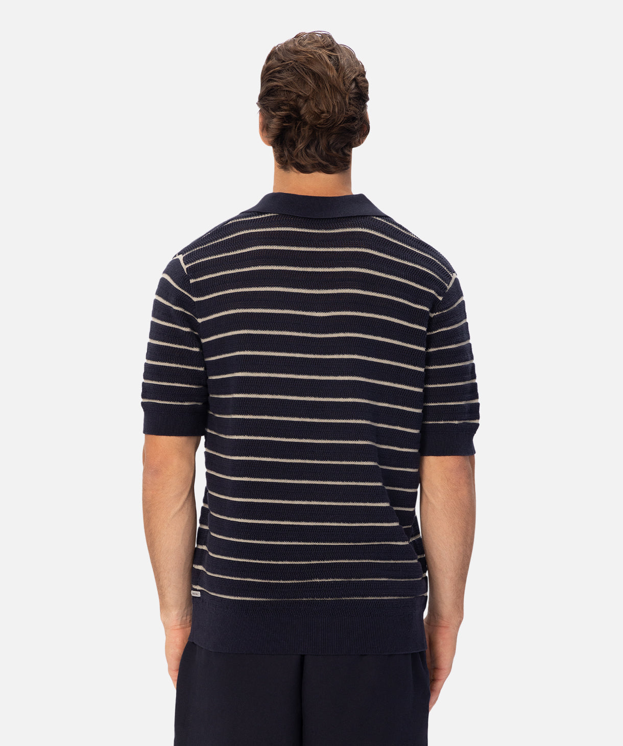 The Lyon Stripe Polo Shirt for Men - Classic Dark Navy & Stone Striped Casual Wear - Perfect for Office, Golf & Weekend Outings