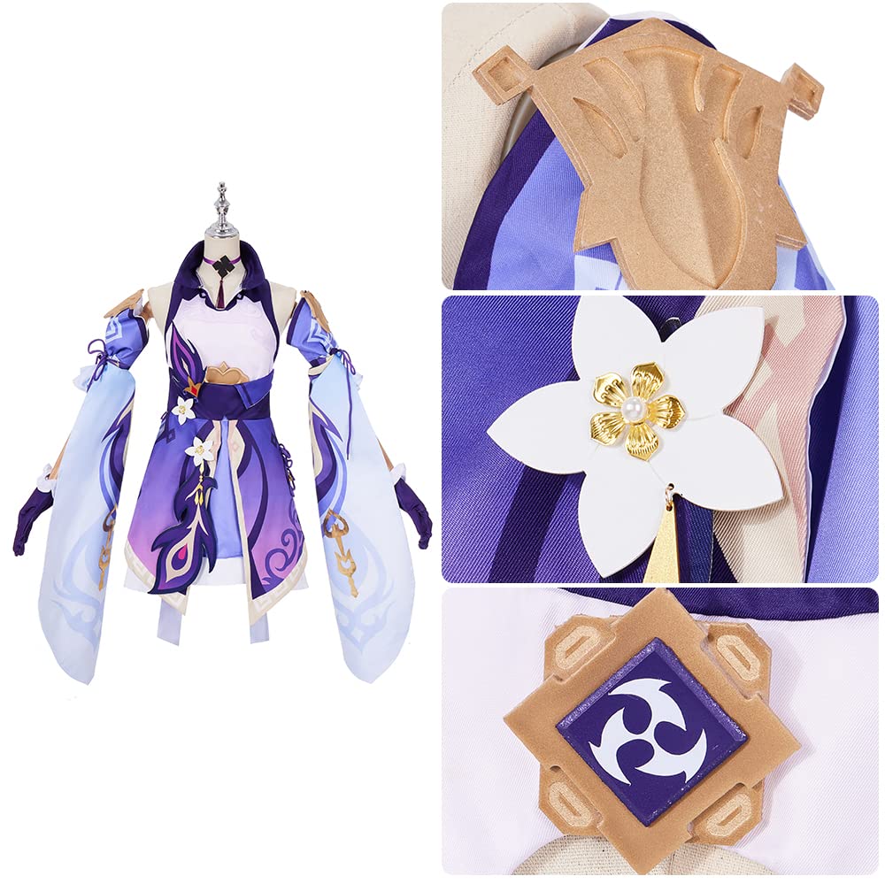 Keqing Cosplay Costume Full Set - Purple Deluxe Dress Uniform with Wigs & Shoes for Women & Girls | Genshin Impact Anime Convention & Halloween Party Outfit