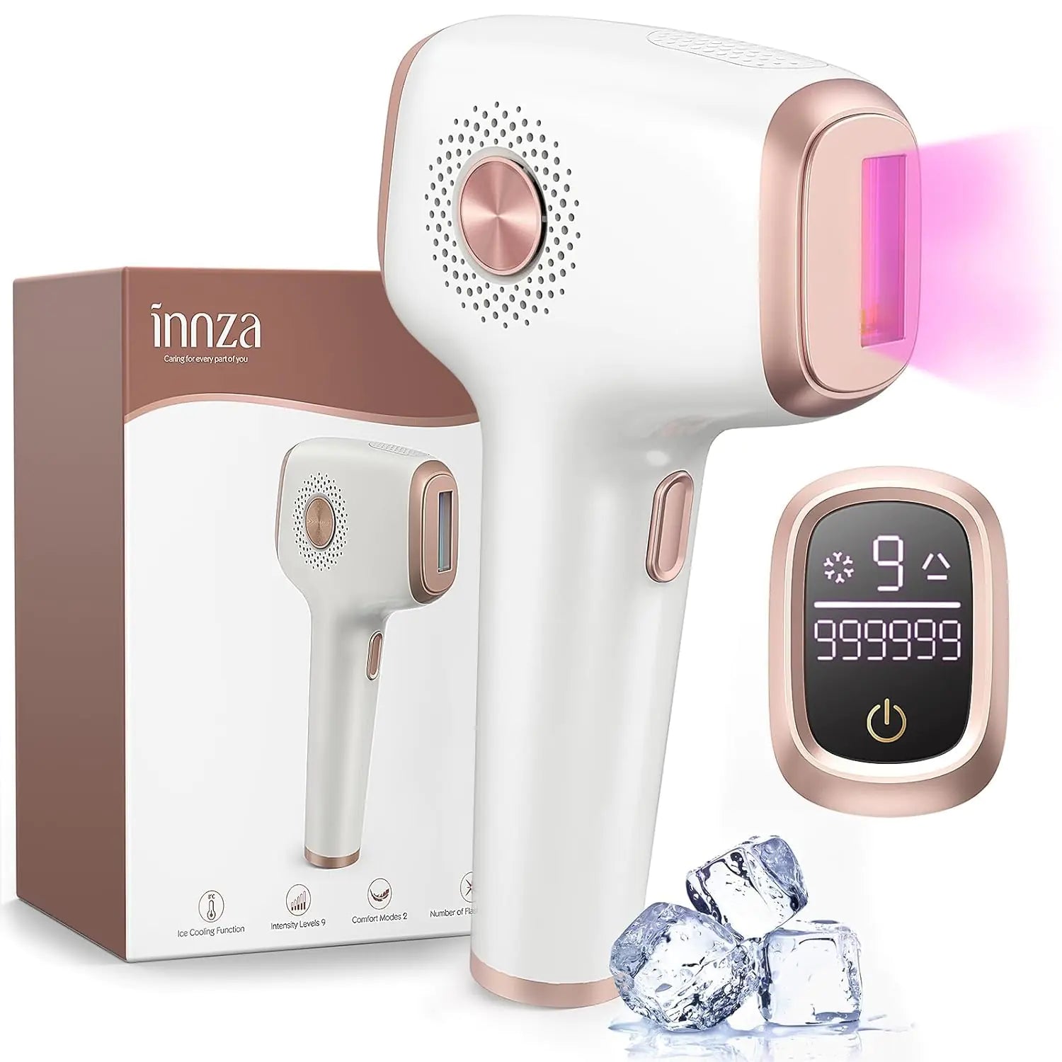 INNZA IPL Laser Hair Removal Device - 999,999 Flashes Permanent Hair Remover with Ice Cooling System for Painless At-Home Hair Removal - Perfect for Legs, Underarms, Bikini Line & Full Body Smooth Skin Care