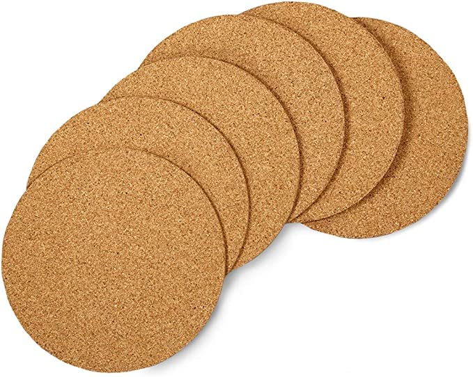 Polaris Fox 6-Pack Cork Coasters - 4 Inch Round Eco-Friendly Absorbent Drink Coasters for Coffee, Tea, Wine & Mugs - Thick, Non-Slip, Heat Resistant - Perfect for Home, Office & Restaurant Use