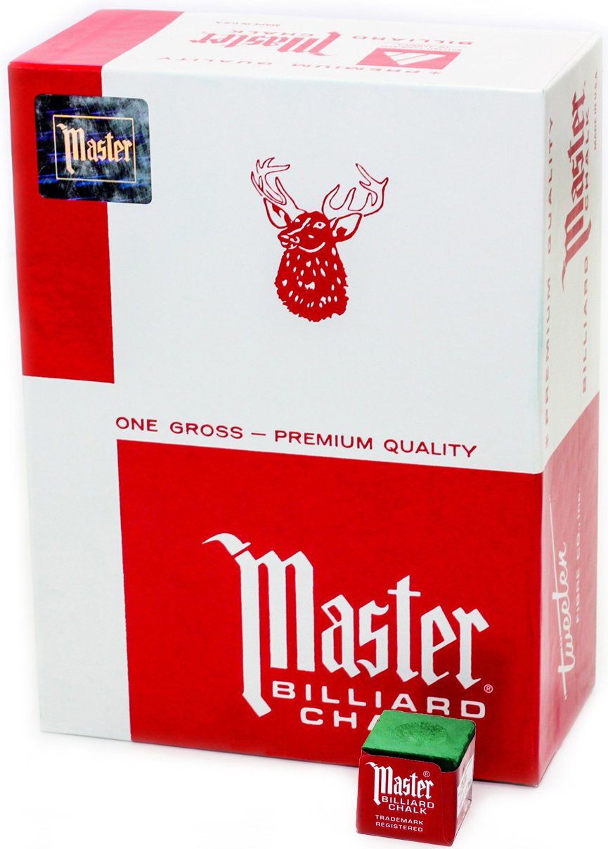 Premium Master Billiard & Pool Cue Chalk - 144 Cube Gross Box - Blue or Green - Perfect for Professional Players & Home Game Rooms - Enhances Grip & Reduces Miscues