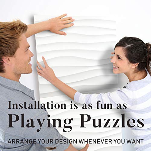 3D Peel & Stick Wall Panels - Wave Design, 32sqft/Box for Home & Office Decor
