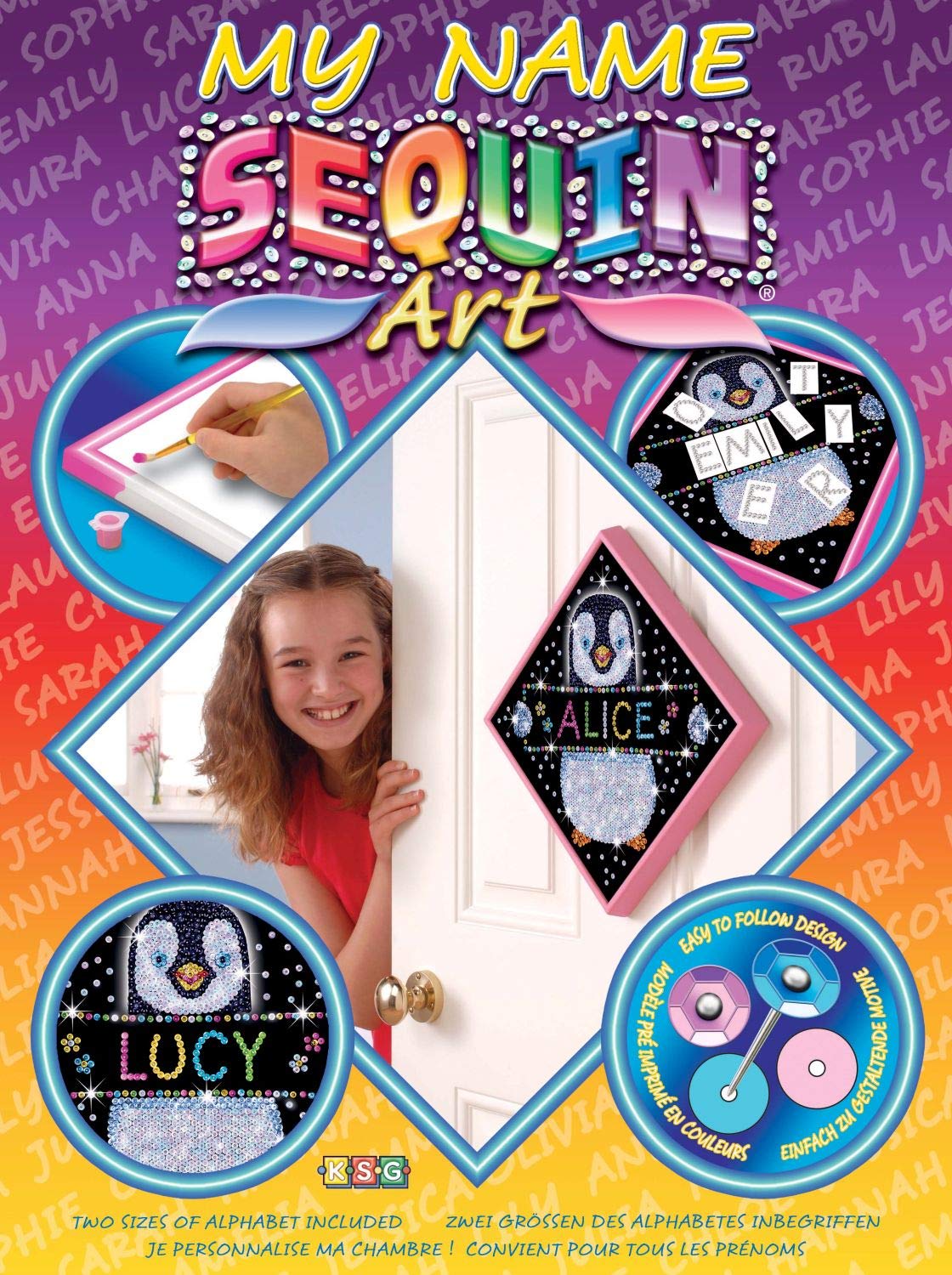 Sequin Art My Name Penguin - Personalized Sparkling Arts & Crafts Picture Kit for Kids | Creative DIY Gift for Birthdays, Christmas & Home Decor