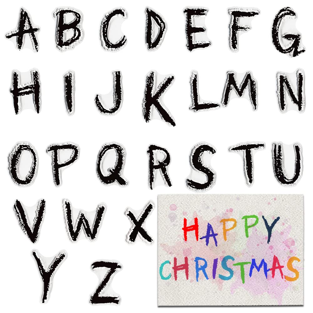 Christmas Alphabet Clear Stamps for Card Making & Scrapbooking - Uppercase Letter Stamps for DIY Crafts, Holiday Decorations & Embossing Projects | Perfect for Greeting Cards, Gift Tags, and Holiday Album Crafts