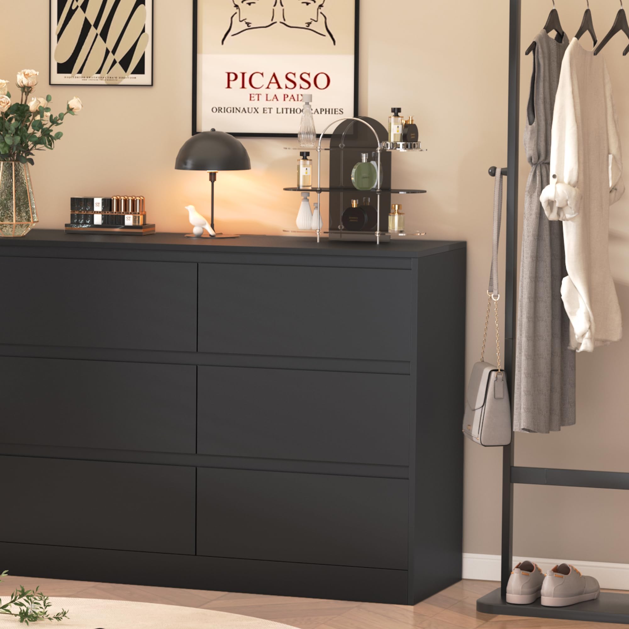INTERGREAT Modern 9-Drawer Wood Dresser for Bedroom - Black Chest of Drawers with Deep Storage for Closet, Nursery, Living Room & Entryway | Perfect for Kids Bedroom, Hallway Organization & Home Decor