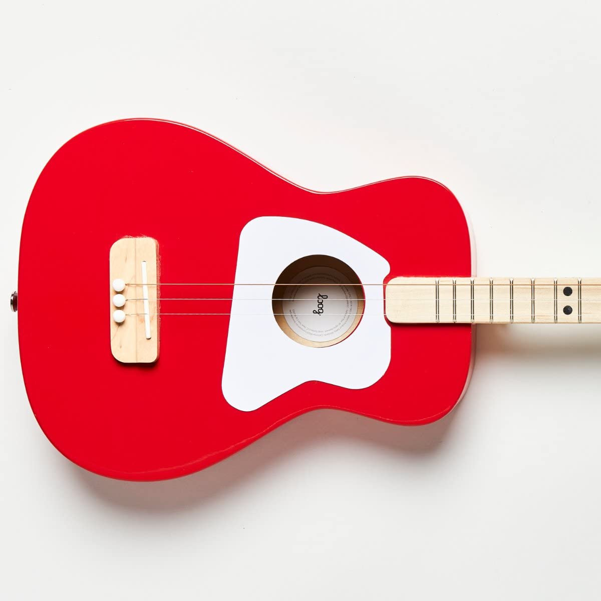 Loog Pro Acoustic Kids Guitar - 3-String Beginner Guitar for Children Ages 6+ with Free Learning App & Video Lessons - Perfect for Home Practice, Music Classes & Birthday Gifts (Red)