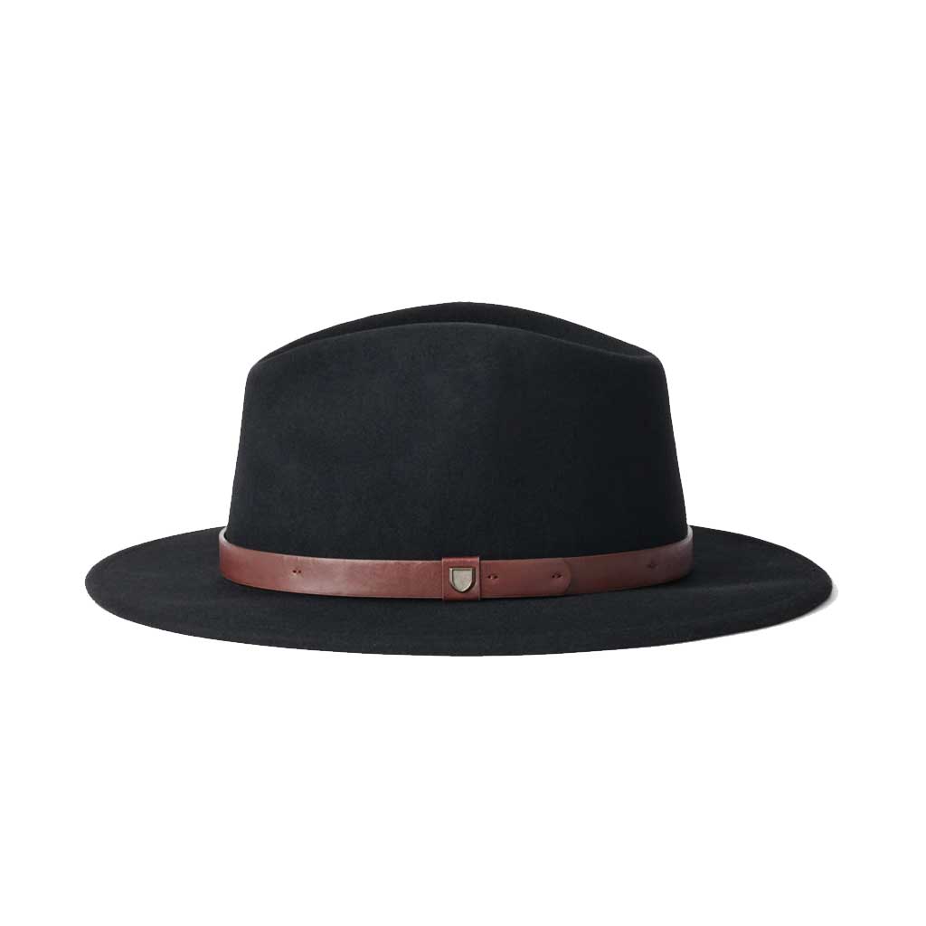 Brixton Messer Fedora Hat for Men - Classic Black Wool Felt Fedora for Outdoor, Casual, and Formal Wear