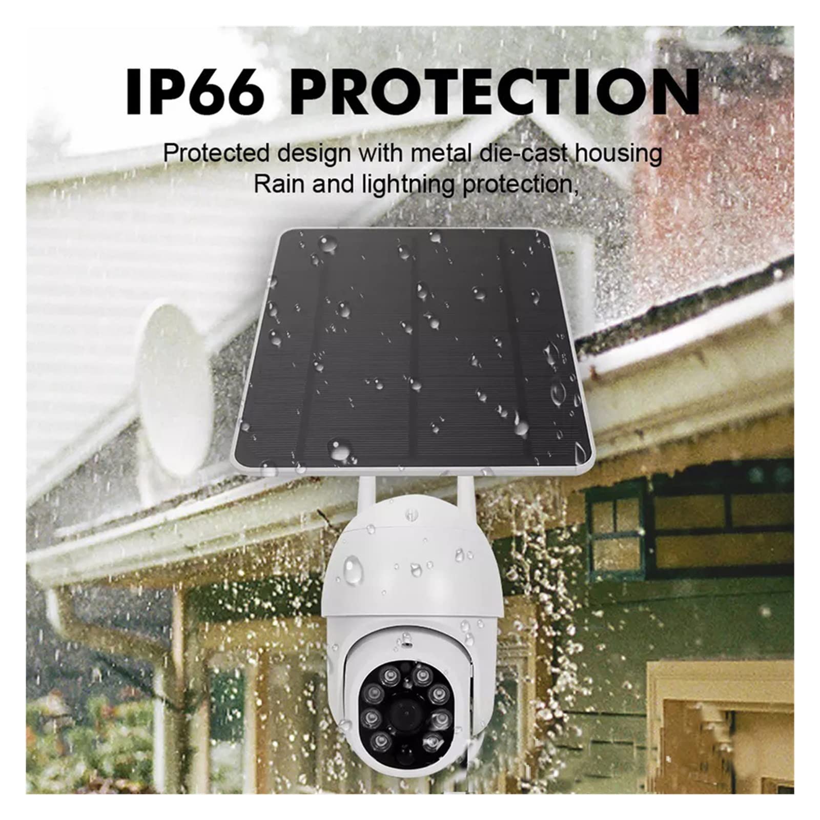 MZZYG 3MP Solar Security Camera Outdoor Wireless WiFi, 10400mAh Battery, Auto Tracking, 5W Solar Panel, IP Surveillance Camera with Night Vision & 128GB Storage - Ideal for Home Security, Yard Monitoring, and Property Protection