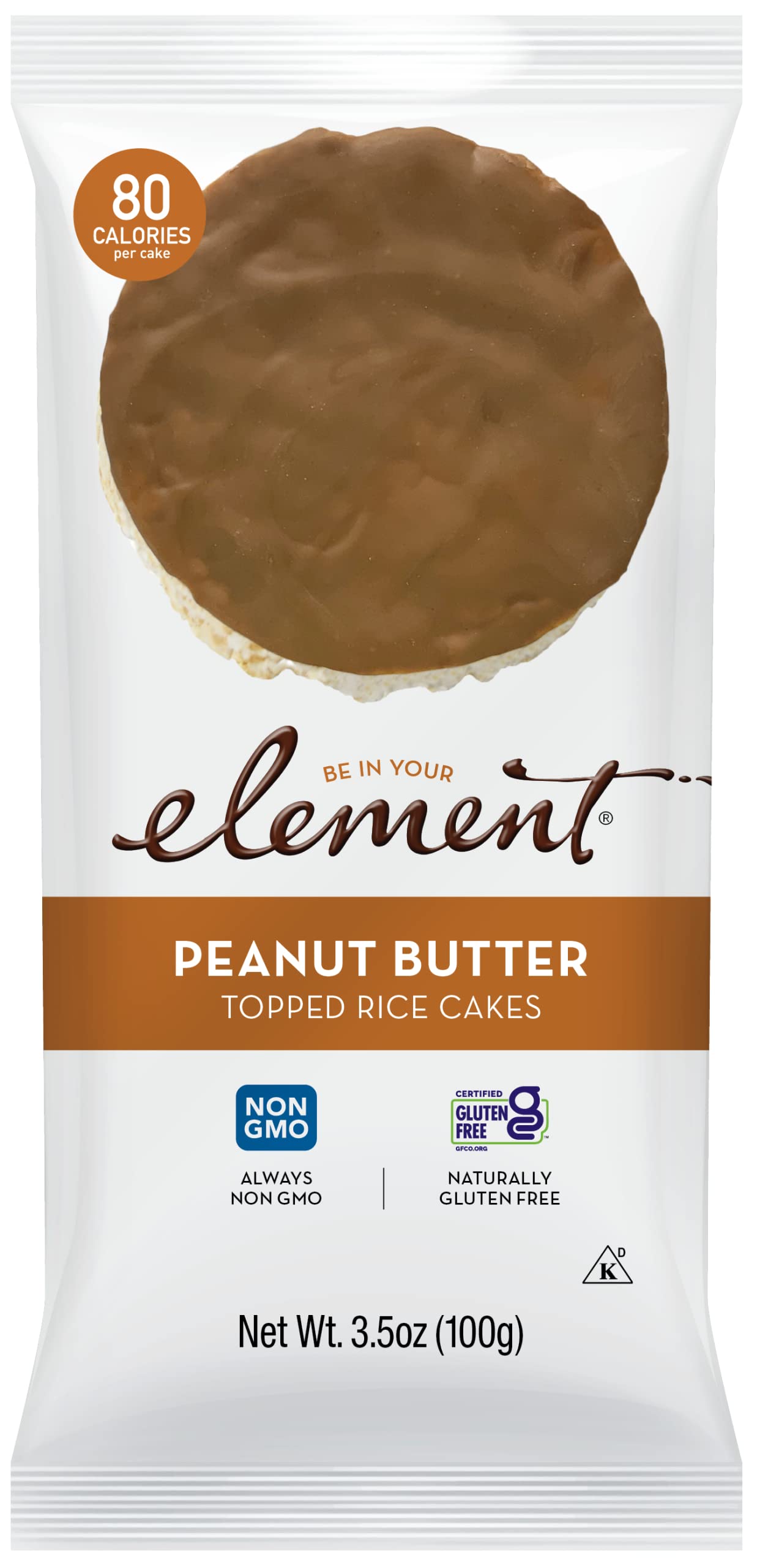 Element Snacks - Peanut Butter Rice Cakes (Pack of 8) | All-Natural, Non-GMO, Gluten-Free & Kosher Certified | Healthy Snack for Kids & Adults | Perfect for Lunch Boxes, Office Snacks & On-the-Go Energy