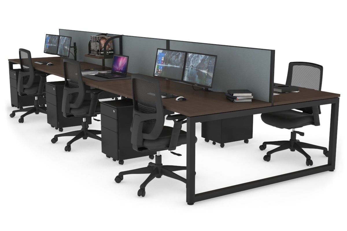 Quadro Loop Legs 6-Person Office Workstation - 1400L x 800W with Cable Management - Perfect for Open Office Layouts & Collaborative Workspaces