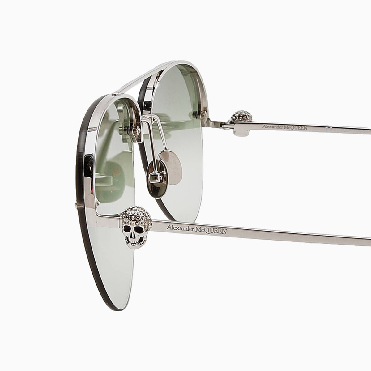 Alexander McQueen Silver Green Sunglasses for Women - Luxury Designer Shades for Fashion & UV Protection | Perfect for Beach, Driving & Outdoor Activities