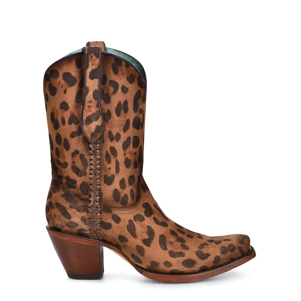 Women's Corral Brown Leopard Print Western Leather Mid-Calf Boots - Stylish Cowgirl Boots for Riding, Dancing & Country Fashion