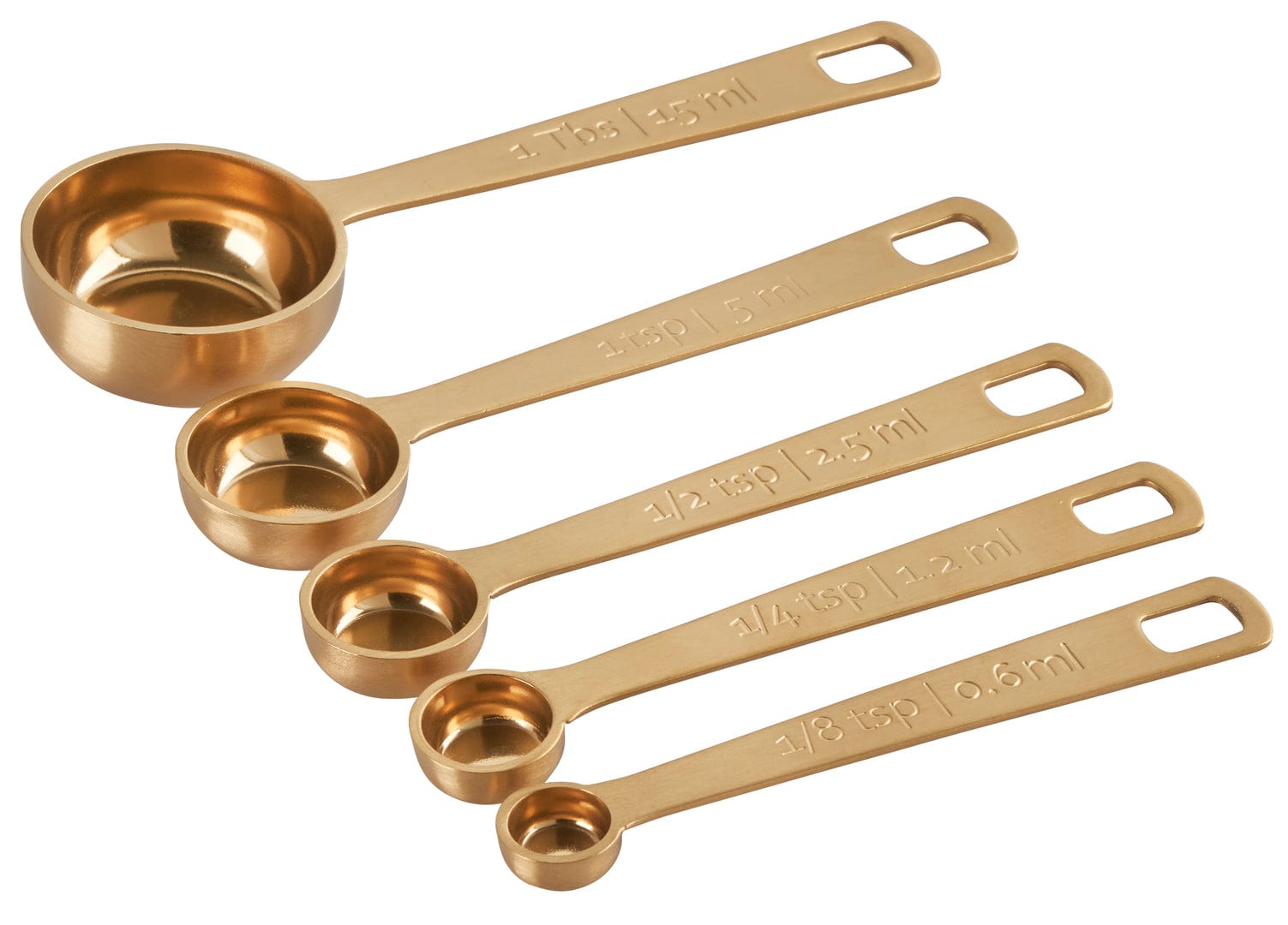Le Creuset 5-Piece Gold Measuring Spoons Set - Stainless Steel Kitchen Measuring Tools for Baking, Cooking & Coffee - Perfect Gift for Home Chefs