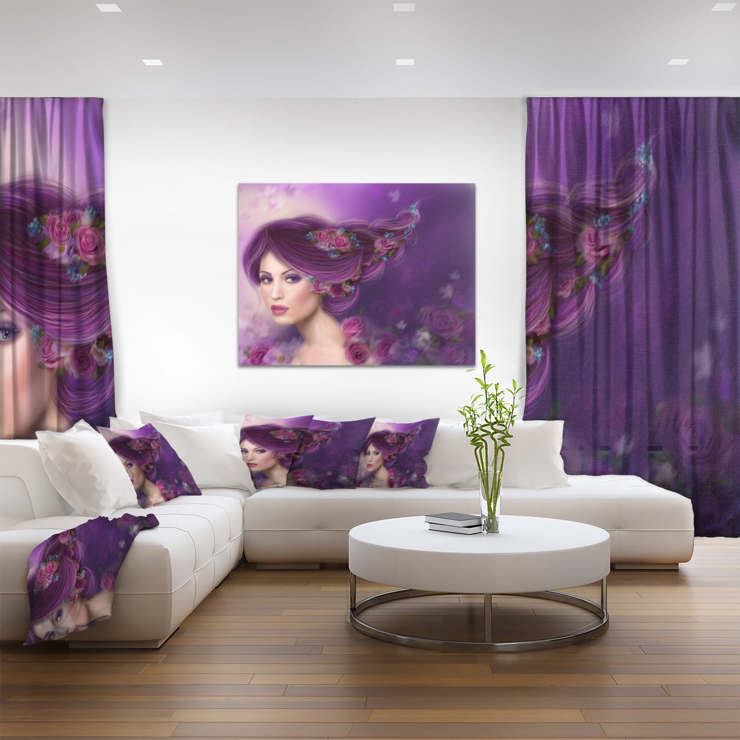 Abstract Purple Hair Woman Portrait Canvas Print - Modern Wall Art for Living Room, Bedroom & Office Decor
