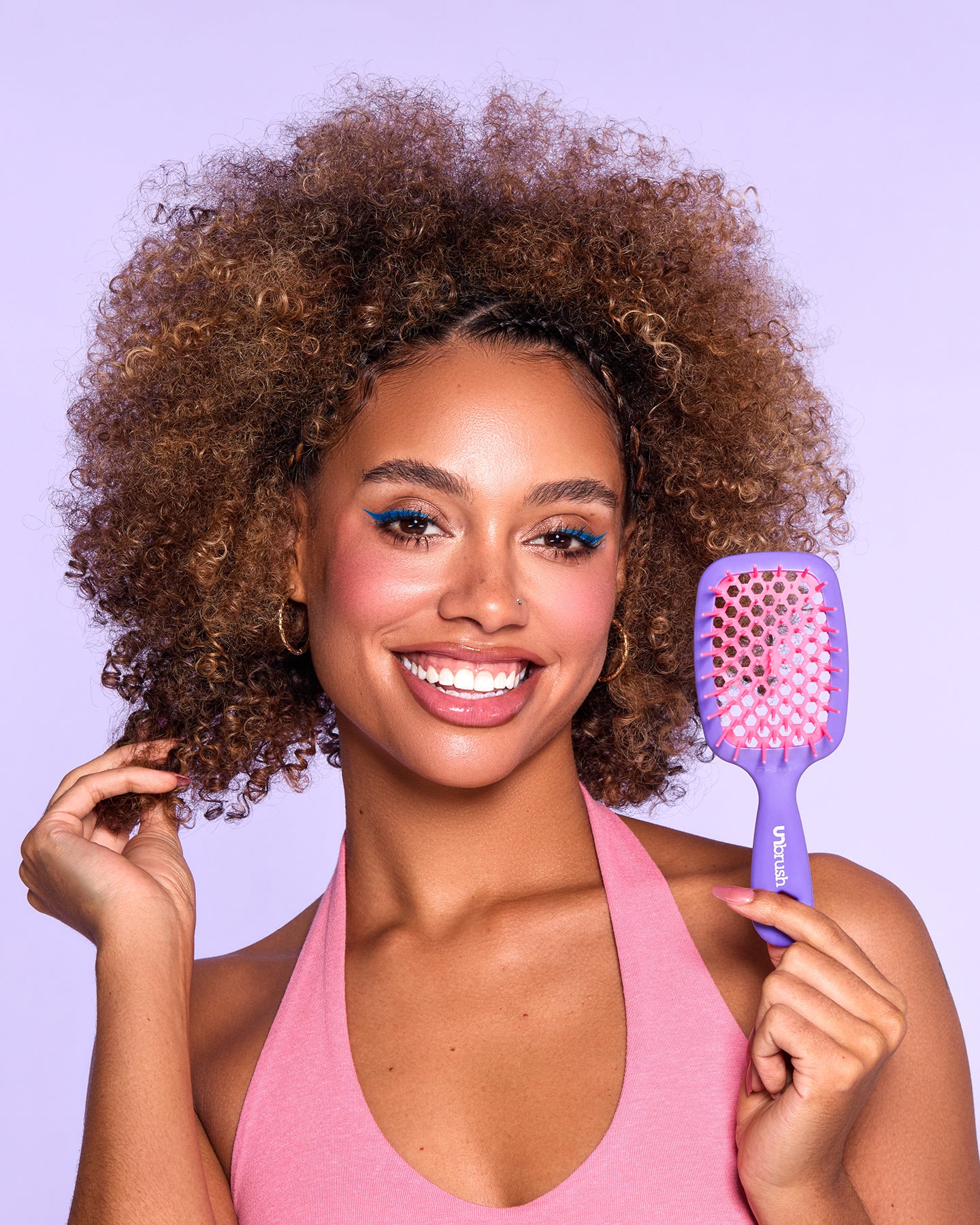 UNbrush Mini Neon Electric Berry Detangling Hair Brush - Tangle-Free Styling for Kids & Adults, Perfect for Travel & On-the-Go Use