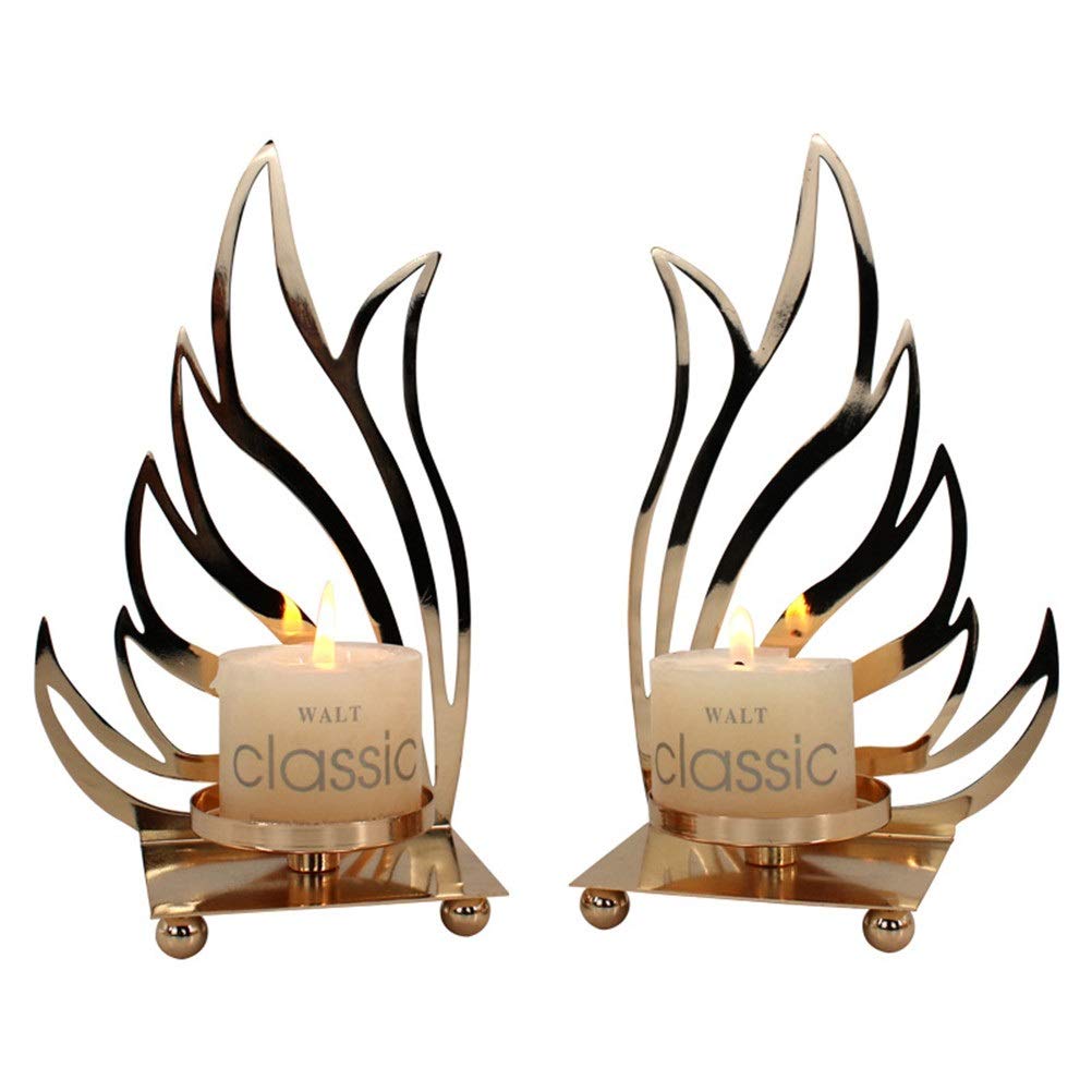 PQKDY European Style Metal Candle Holders - Elegant Wedding Candlesticks, Vintage Table Decor for Home, Dining & Romantic Events (Set of 2)