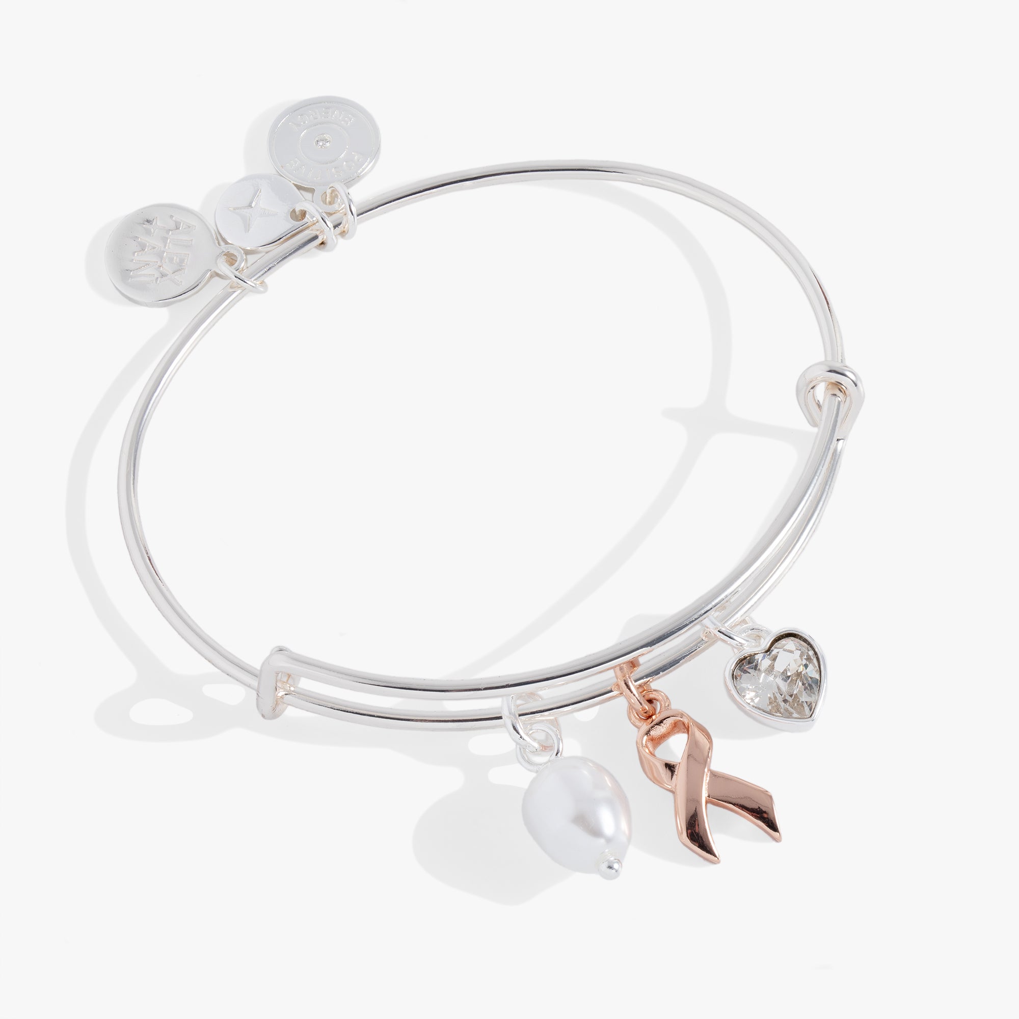 Breast Cancer Awareness Triple Charm Bangle - Pink Ribbon Bracelet for Women, Support Survivors & Raise Awareness - Perfect for Fundraisers, Gifts & Everyday Wear