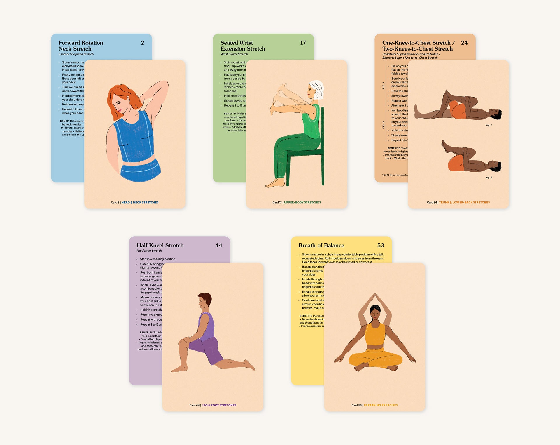 The Stretch and Breathe Deck: 60 Simple Yoga Exercises to Improve Flexibility & Relieve Stress - Perfect for Home Workouts, Office Breaks & Post-Workout Recovery