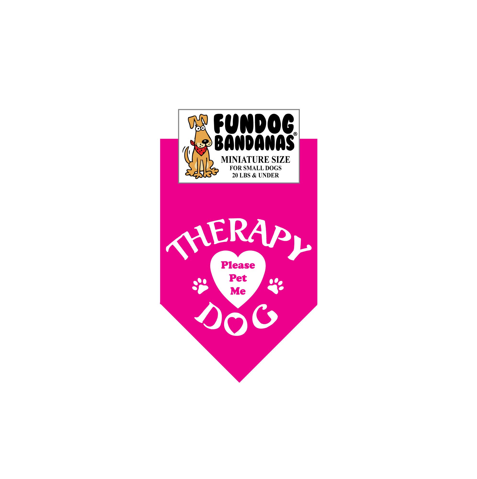 Therapy Dog 'Please Pet Me' Bandana for Small Dogs Under 20 lbs - Hot Pink Mini Pet Bandana | Perfect for Emotional Support, Training & Outdoor Adventures