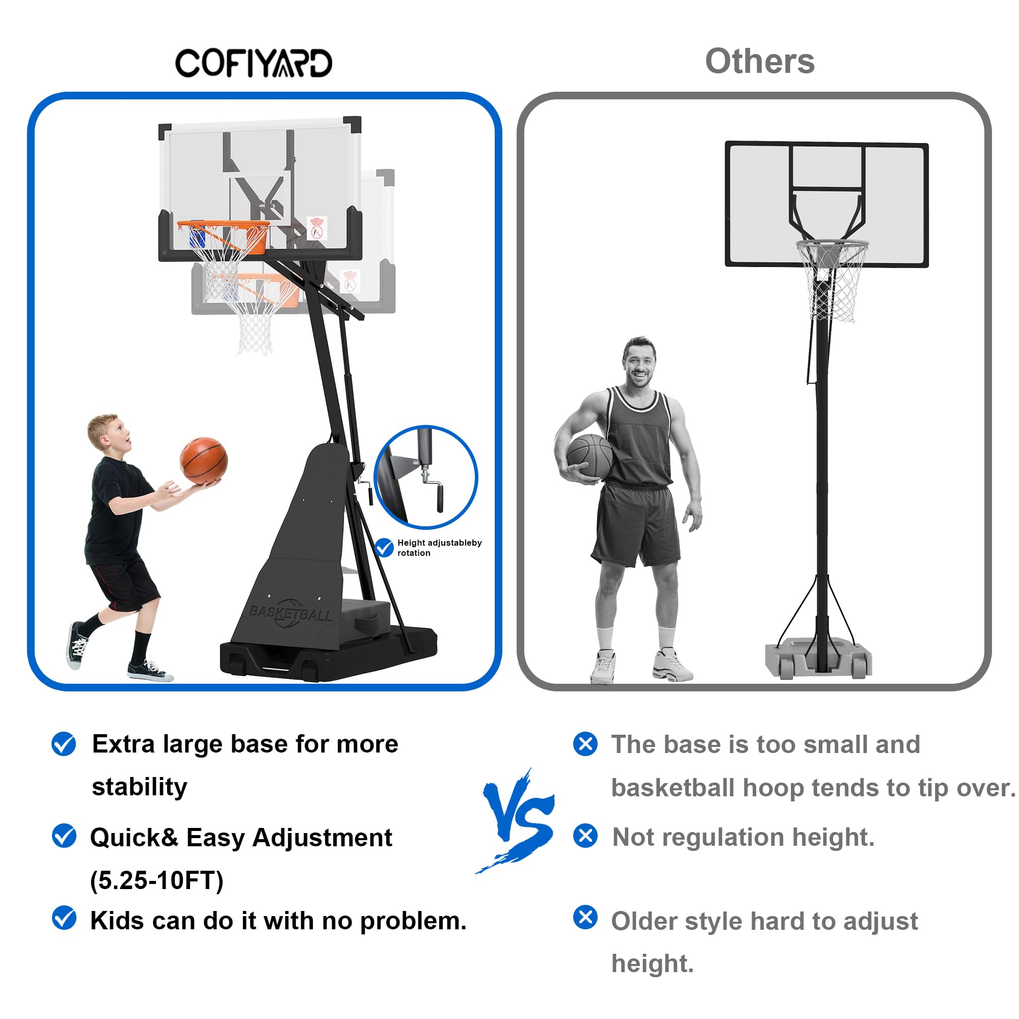 **Adjustable Portable Basketball Hoop System for Outdoor Use – 5.25-10FT Height, Extra Sandbag & Large Capacity Base – Perfect for Kids, Youth & Adults – Ideal for Driveways, Backyards & Parks**