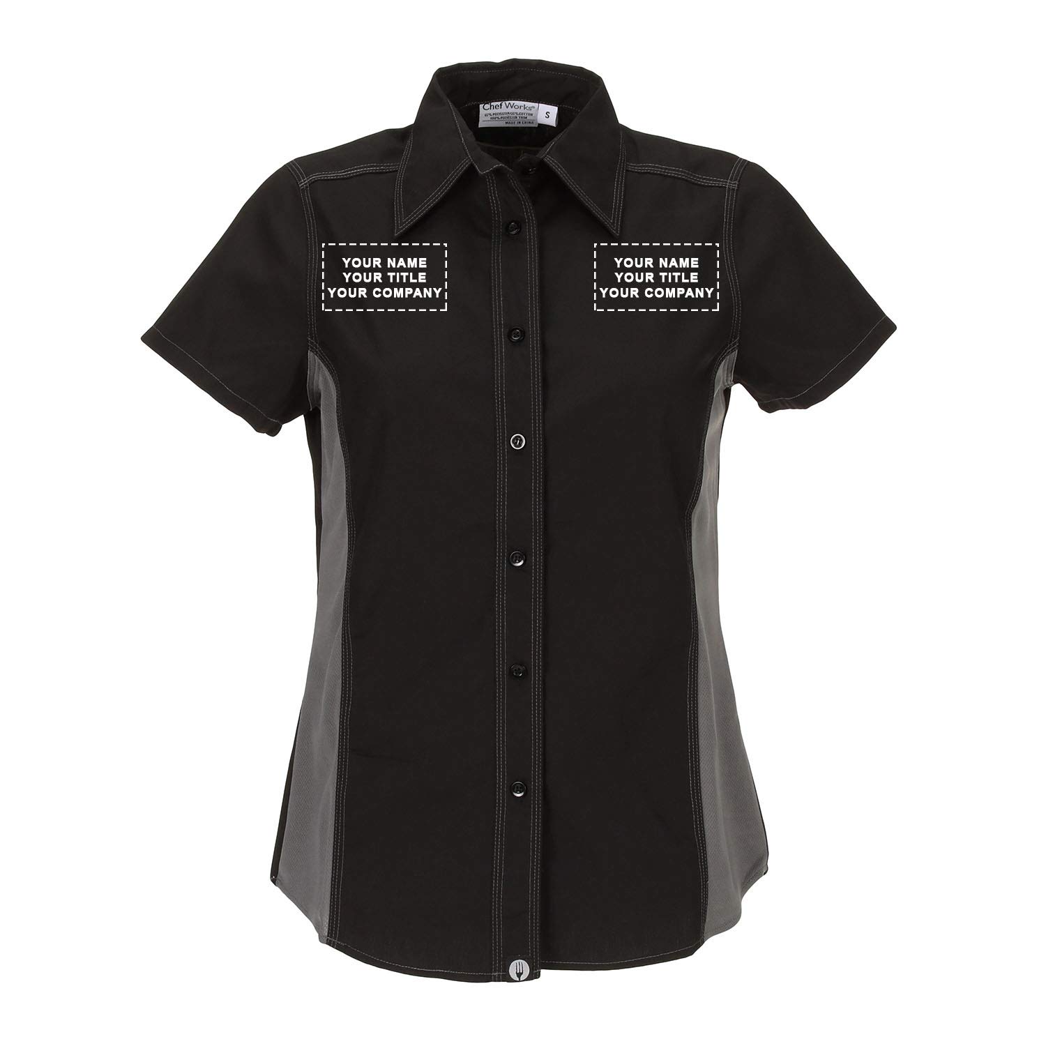Chef Works Custom Embroidered Women's Universal Contrast Chef Shirt - Professional Kitchen Uniform for Female Cooks & Culinary Staff