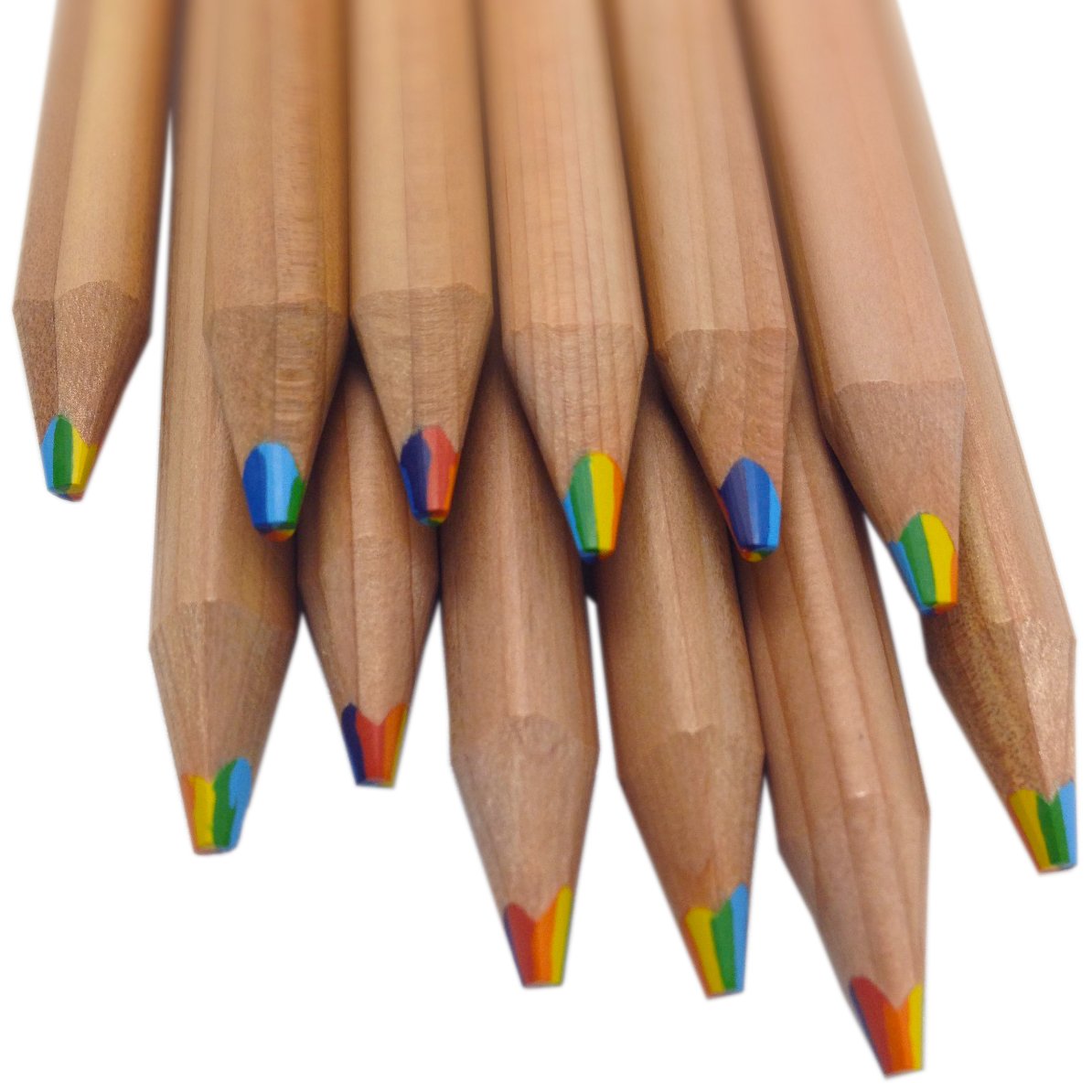 Rainbow Pencils 7 Colors in 1 - Triangular Grip - Natural Cedar (12 Pack) for Art & School