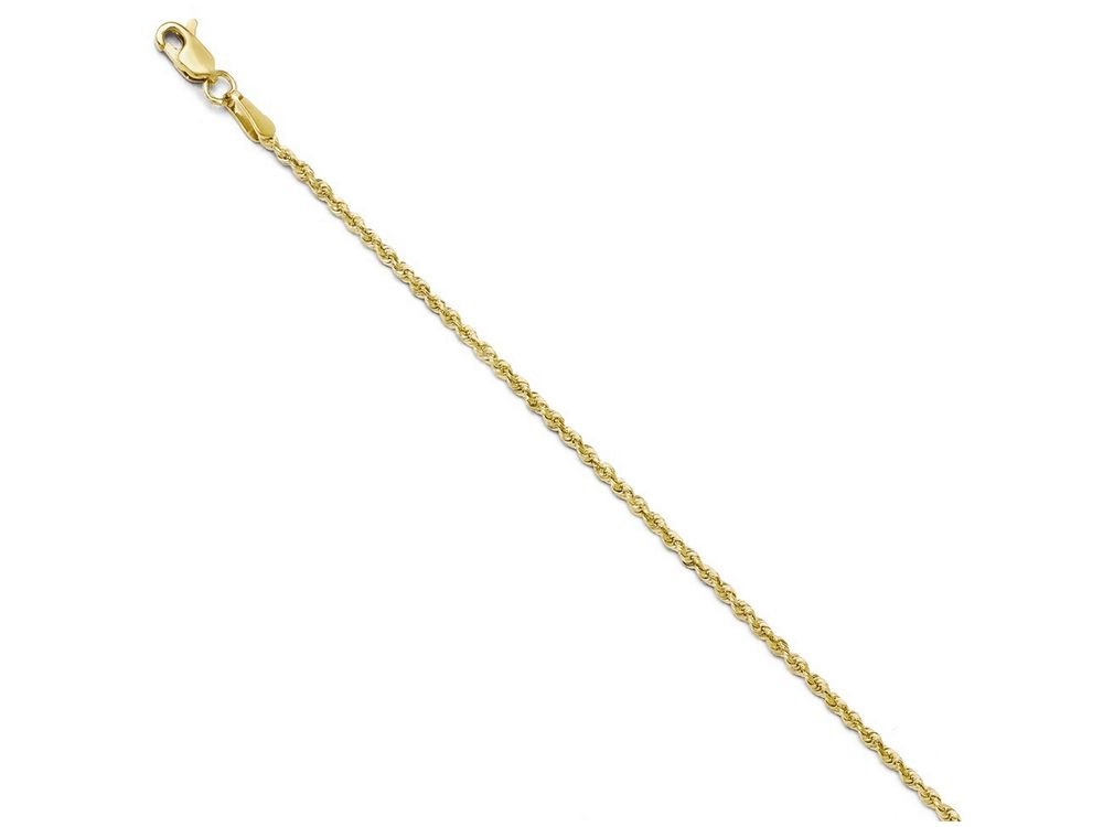 10K Yellow Gold 1.75mm Bright Cut Rope Chain Bracelet for Women - Dainty & Elegant Jewelry Gift for Birthday, Anniversary & Special Occasions