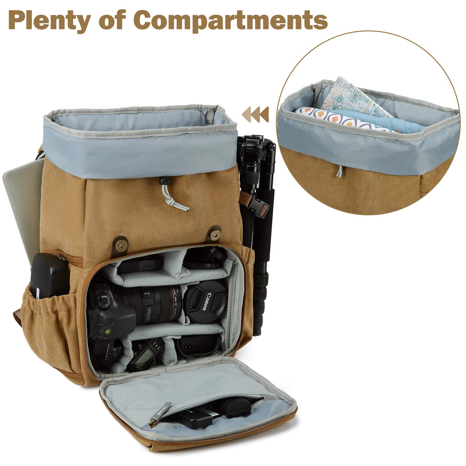BAGSMART Anti-Theft DSLR SLR Camera Backpack with Rain Cover - Waterproof Canvas Photography Bag Fits 15