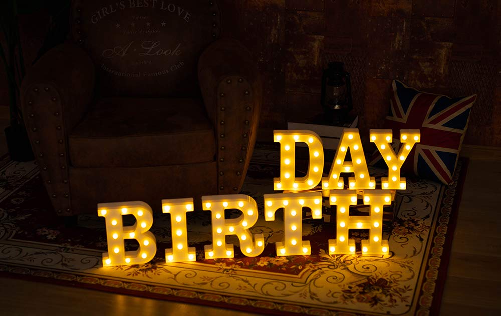 LED Letter Lights - Battery Powered Light Up Sign Letters for Wedding, Birthday Party, Christmas Decor - Home Bar, Night Light, Room Decor (Q)