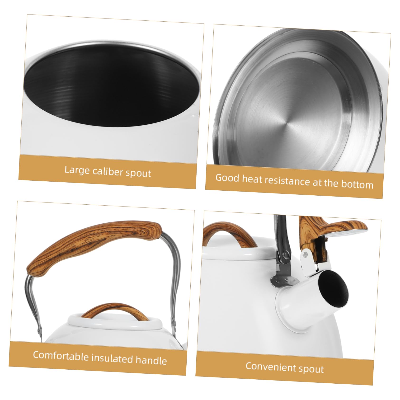 Premium 3L Stainless Steel Whistling Tea Kettle for Gas Stovetop - White Classic Design with Ergonomic Handle - Perfect for Home, Office & Camping Tea Brewing